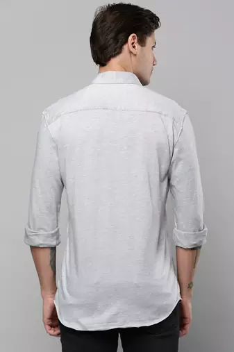 men's long sleeves solid grey shirt