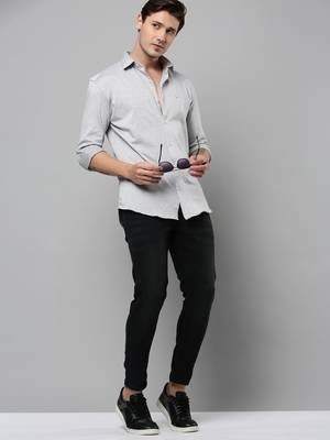 men's long sleeves solid grey shirt 5