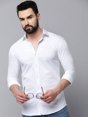 men's long sleeves solid white shirt 1