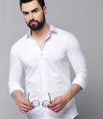 men's long sleeves solid white shirt
