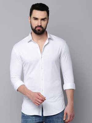 men's long sleeves solid white shirt 2