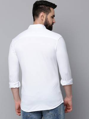 men's long sleeves solid white shirt 4