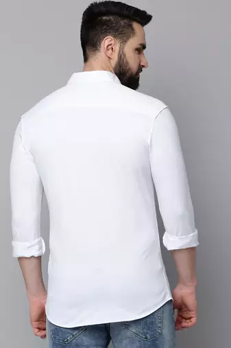 men's long sleeves solid white shirt
