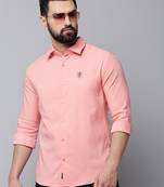 men's long sleeves solid peach shirt