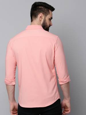 men's long sleeves solid peach shirt 4