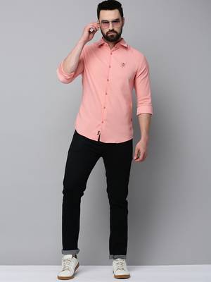 men's long sleeves solid peach shirt 5