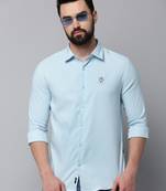 men's long sleeves solid blue shirt