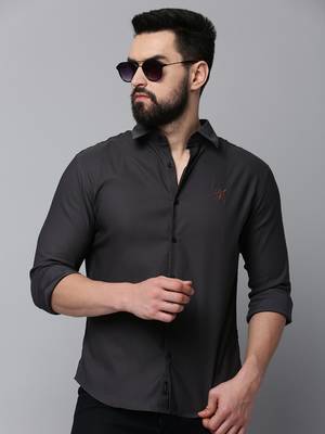 men's long sleeves solid grey shirt 1