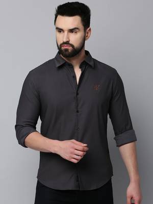 men's long sleeves solid grey shirt 2