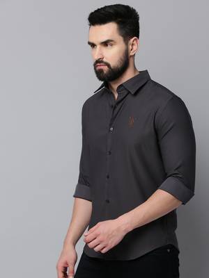 men's long sleeves solid grey shirt 3