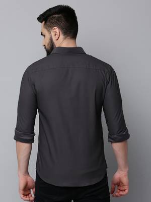 men's long sleeves solid grey shirt 4