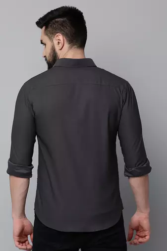 men's long sleeves solid grey shirt