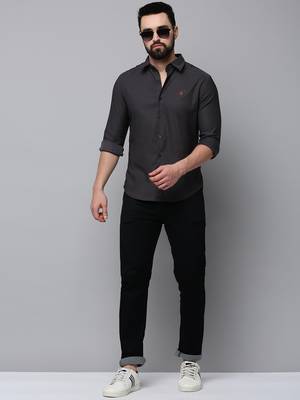 men's long sleeves solid grey shirt 5