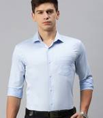 men's long sleeves solid blue shirt