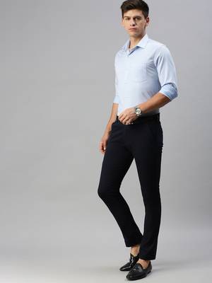 men's long sleeves solid blue shirt 4