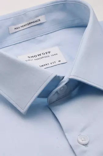 men's long sleeves solid blue shirt