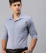 Showoff men's long sleeves vertical stripes grey shirt