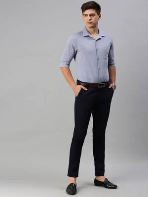 Showoff men's long sleeves vertical stripes grey shirt 5