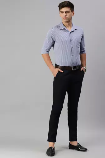 Showoff men's long sleeves vertical stripes grey shirt
