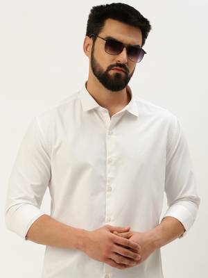 men's long sleeves solid white shirt 1