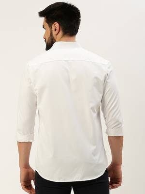 men's long sleeves solid white shirt 4