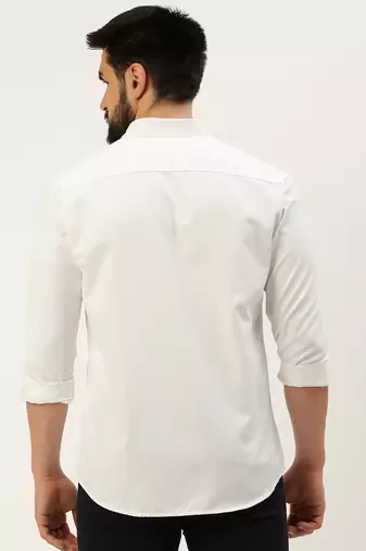men's long sleeves solid white shirt