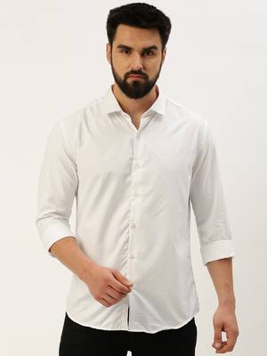 men's long sleeves solid white shirt 2