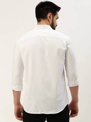 men's long sleeves solid white shirt 4