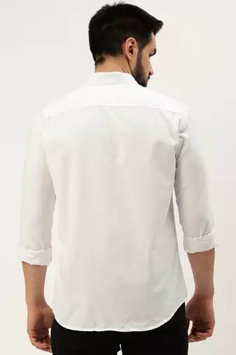 men's long sleeves solid white shirt