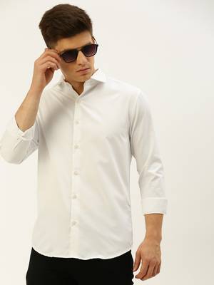 men's long sleeves solid white shirt 1
