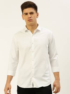 men's long sleeves solid white shirt 2