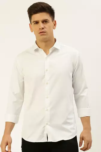 men's long sleeves solid white shirt