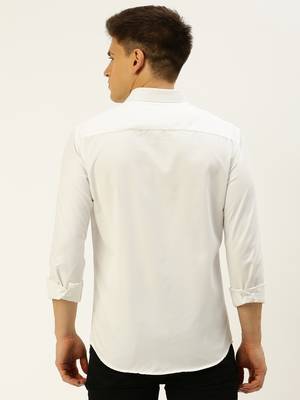 men's long sleeves solid white shirt 4