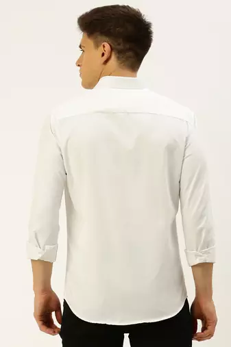 men's long sleeves solid white shirt