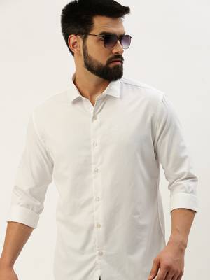 men's long sleeves solid white shirt 1