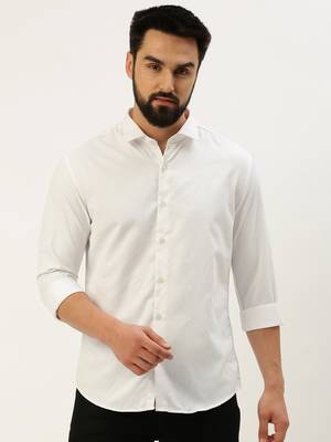 men's long sleeves solid white shirt 2