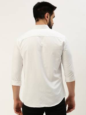 men's long sleeves solid white shirt 4