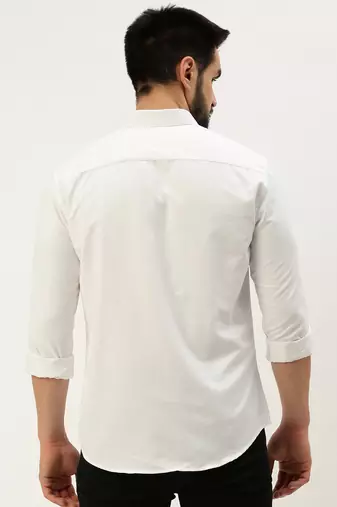 men's long sleeves solid white shirt