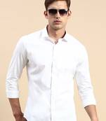 men's long sleeves solid white shirt