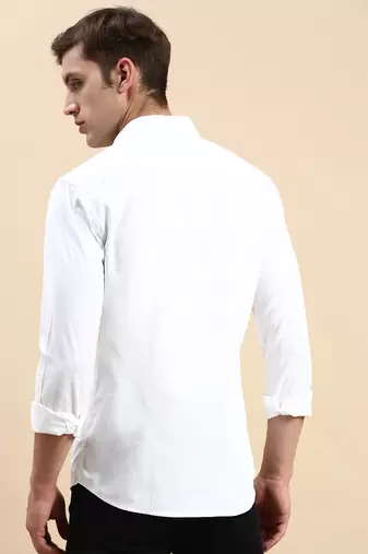 men's long sleeves solid white shirt