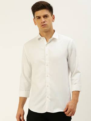 men's long sleeves solid white shirt 2