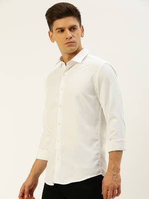men's long sleeves solid white shirt 3