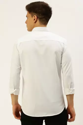 men's long sleeves solid white shirt