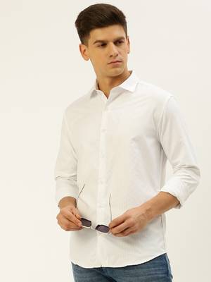 men's long sleeves solid white shirt 1