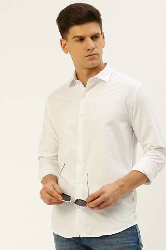 men's long sleeves solid white shirt
