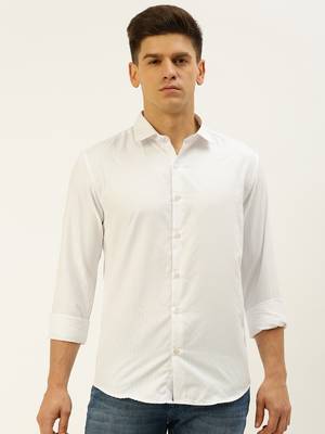 men's long sleeves solid white shirt 2