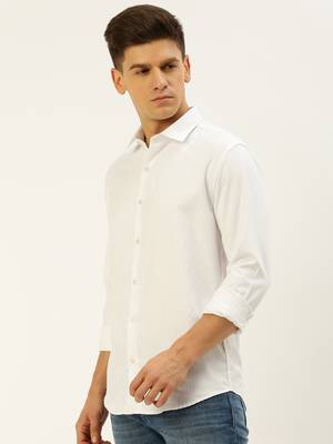 men's long sleeves solid white shirt 3