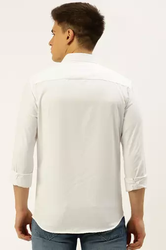 men's long sleeves solid white shirt