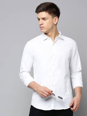 men's long sleeves solid white shirt 1