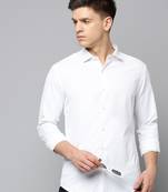 men's long sleeves solid white shirt